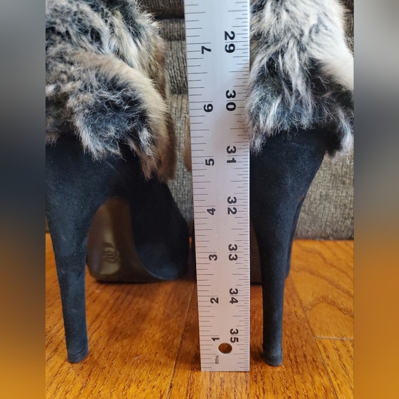 Via Spiga Vero Cucio Faux Fur High Heels Leather Boots Sz 11 - Picture 5 of 11